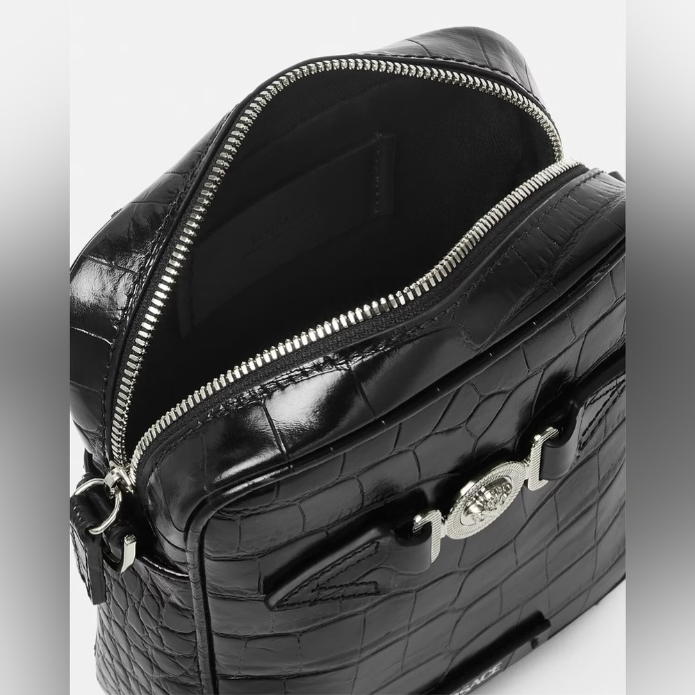 Versace croc effect leather Medusa biggie logo monogram crossbody bag NEW - Picture 4 of 10